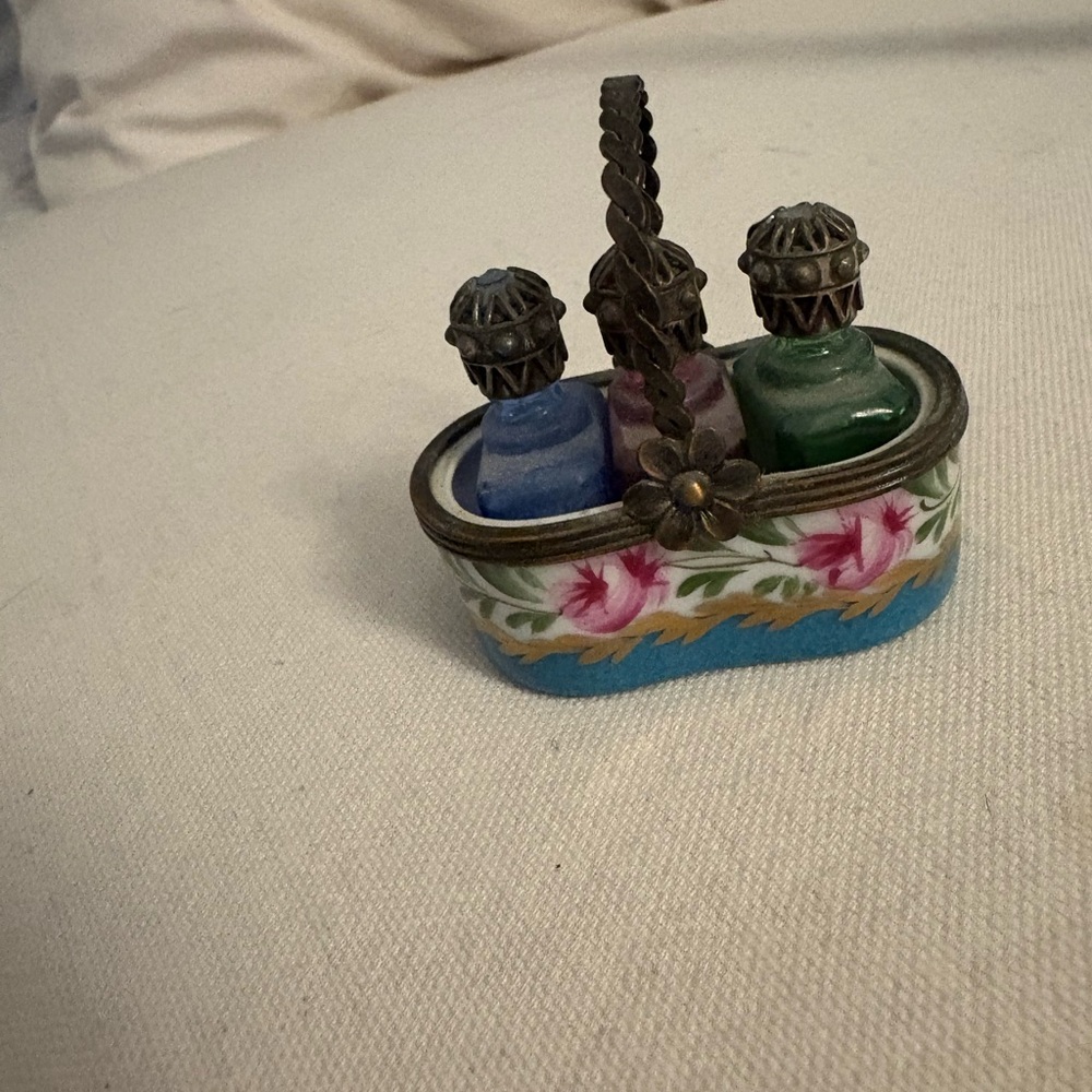 Vintage Limoges Miniature Floral Perfume Bottle Set - Picture 2 of 10